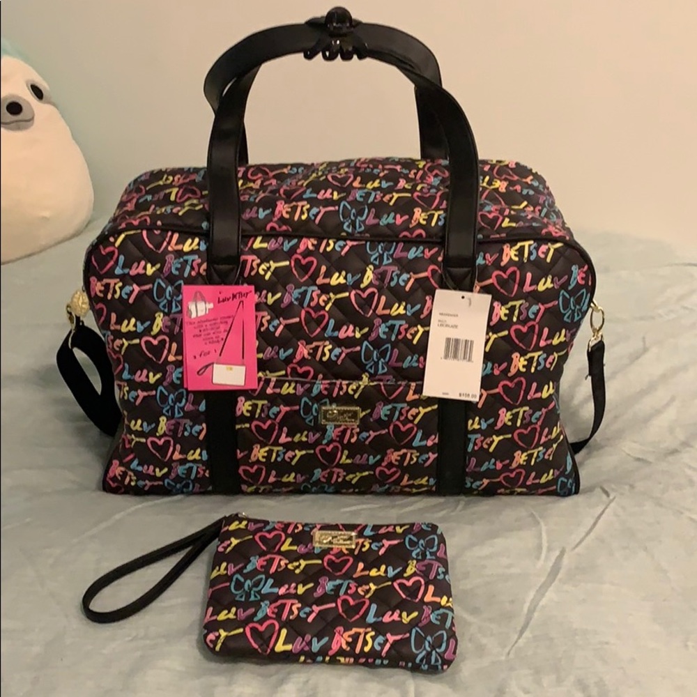 Betsey Johnson Rainbow Signature Weekender Bag NWT